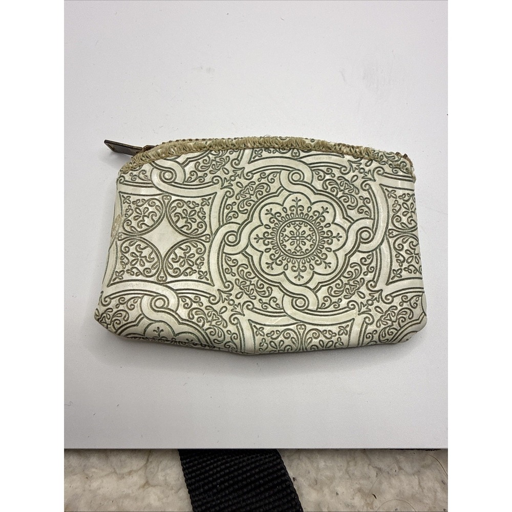 Vintage Small Vinyl Beige And Green Mandala Change Purse
